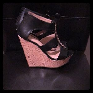 Black and gold heels